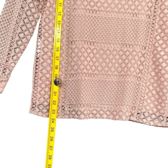 Massimo Dutti Pink Long Sleeve Round Neck Crochet Overlay Blouse Top USA 4 - Picture 8 of 8